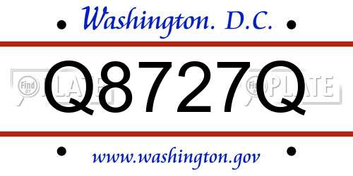 Q8727Q District Of Columbia License Plate