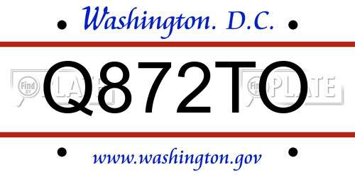 Q872TO District Of Columbia License Plate