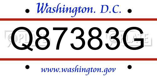 Q87383G District Of Columbia License Plate