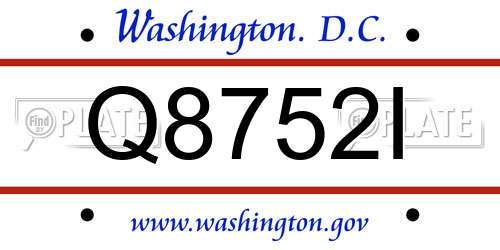 Q8752I District Of Columbia License Plate