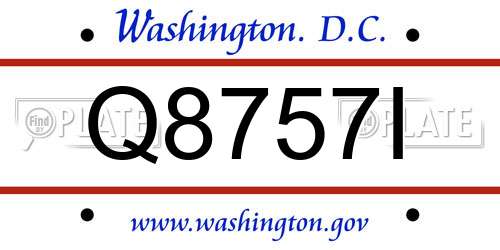 Q8757I District Of Columbia License Plate