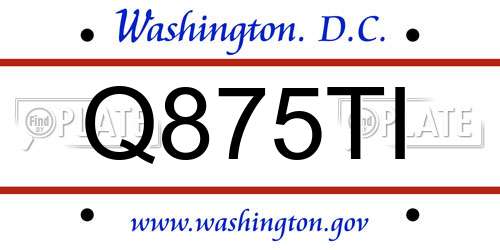 Q875TI District Of Columbia License Plate