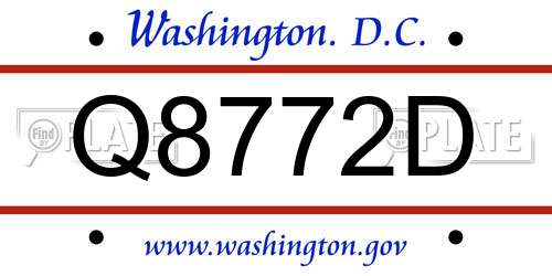 Q8772D District Of Columbia License Plate