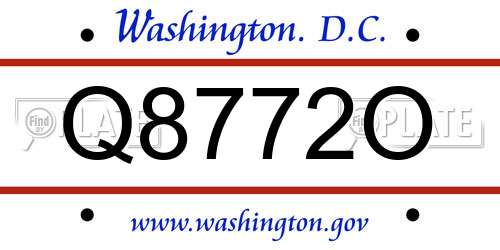 Q8772O District Of Columbia License Plate