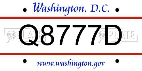 Q8777D District Of Columbia License Plate