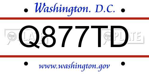Q877TD District Of Columbia License Plate