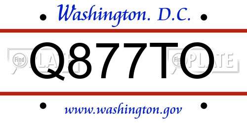 Q877TO District Of Columbia License Plate