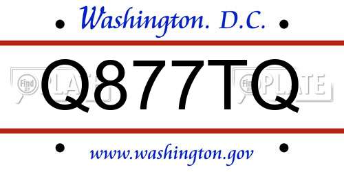 Q877TQ District Of Columbia License Plate