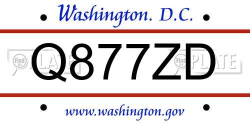 Q877ZD District Of Columbia License Plate