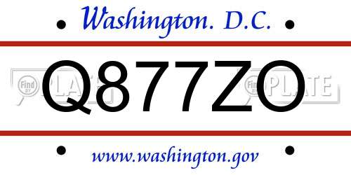 Q877ZO District Of Columbia License Plate