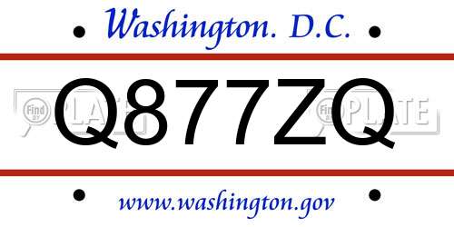 Q877ZQ District Of Columbia License Plate
