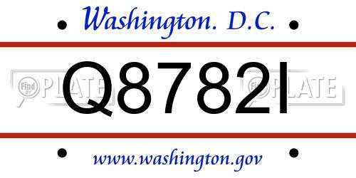 Q8782I District Of Columbia License Plate