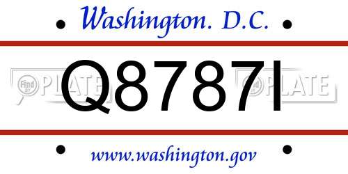 Q8787I District Of Columbia License Plate