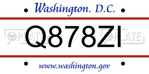 Q878ZI District Of Columbia License Plate