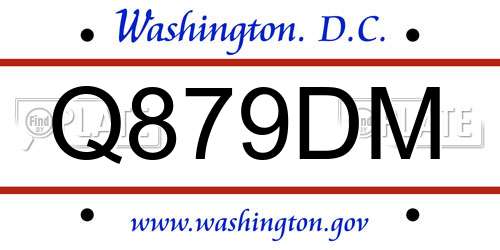 Q879DM District Of Columbia License Plate