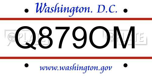 Q879OM District Of Columbia License Plate
