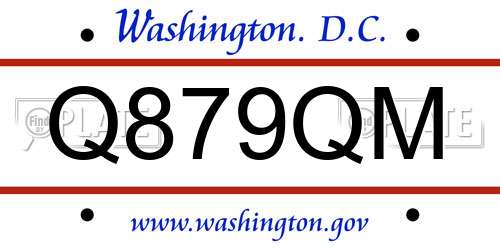 Q879QM District Of Columbia License Plate