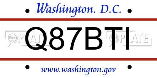 Q87BTI District Of Columbia License Plate
