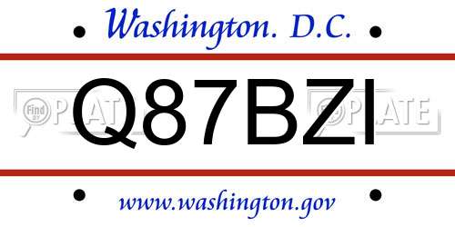 Q87BZI District Of Columbia License Plate