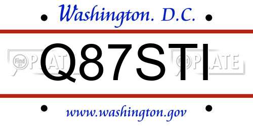 Q87STI District Of Columbia License Plate