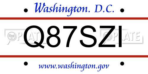 Q87SZI District Of Columbia License Plate