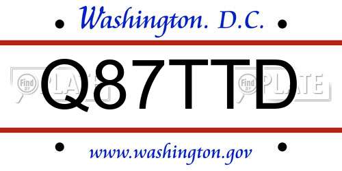 Q87TTD District Of Columbia License Plate
