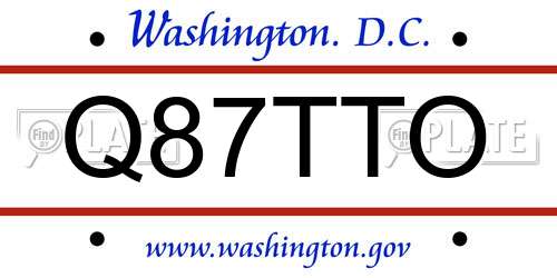 Q87TTO District Of Columbia License Plate