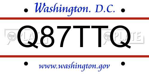 Q87TTQ District Of Columbia License Plate