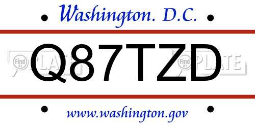 Q87TZD District Of Columbia License Plate