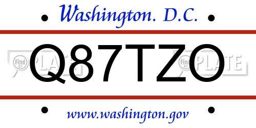 Q87TZO District Of Columbia License Plate