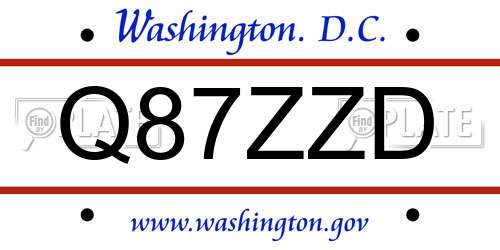 Q87ZZD District Of Columbia License Plate