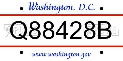 Q88428B District Of Columbia License Plate