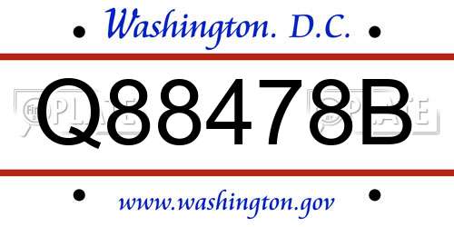 Q88478B District Of Columbia License Plate