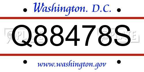 Q88478S District Of Columbia License Plate