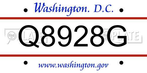 Q8928G District Of Columbia License Plate