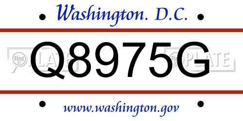 Q8975G District Of Columbia License Plate