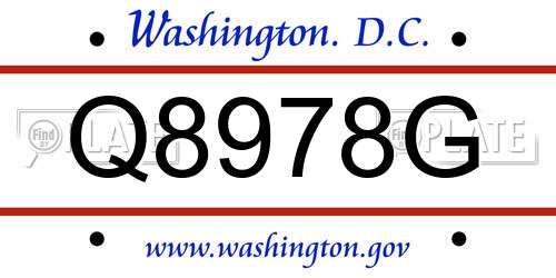 Q8978G District Of Columbia License Plate