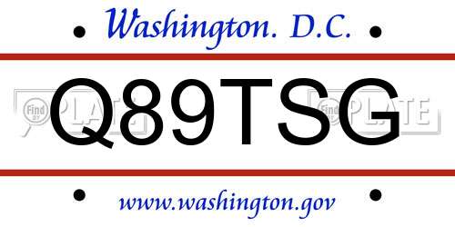 Q89TSG District Of Columbia License Plate