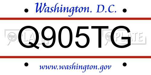Q905TG District Of Columbia License Plate