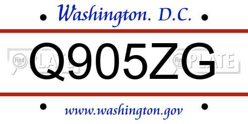 Q905ZG District Of Columbia License Plate