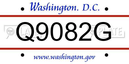 Q9082G District Of Columbia License Plate