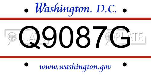 Q9087G District Of Columbia License Plate