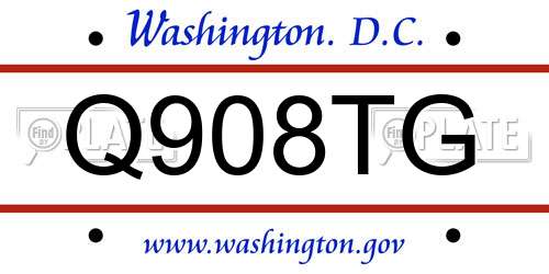 Q908TG District Of Columbia License Plate
