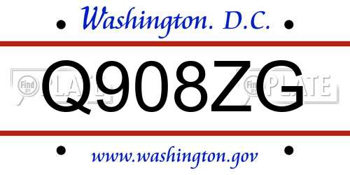 Q908ZG District Of Columbia License Plate