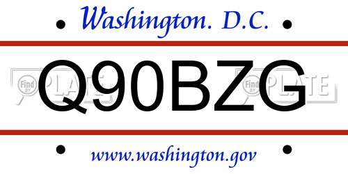 Q90BZG District Of Columbia License Plate