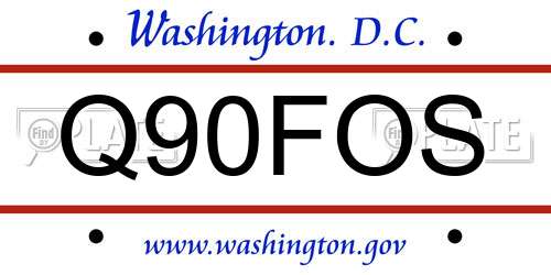 Q90FOS District Of Columbia License Plate