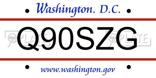 Q90SZG District Of Columbia License Plate