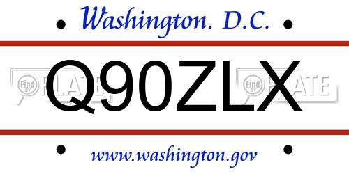 Q90ZLX District Of Columbia License Plate