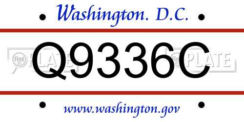 Q9336C District Of Columbia License Plate