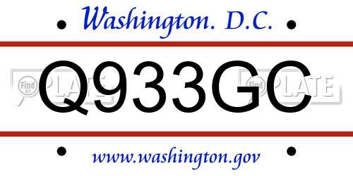 Q933GC District Of Columbia License Plate